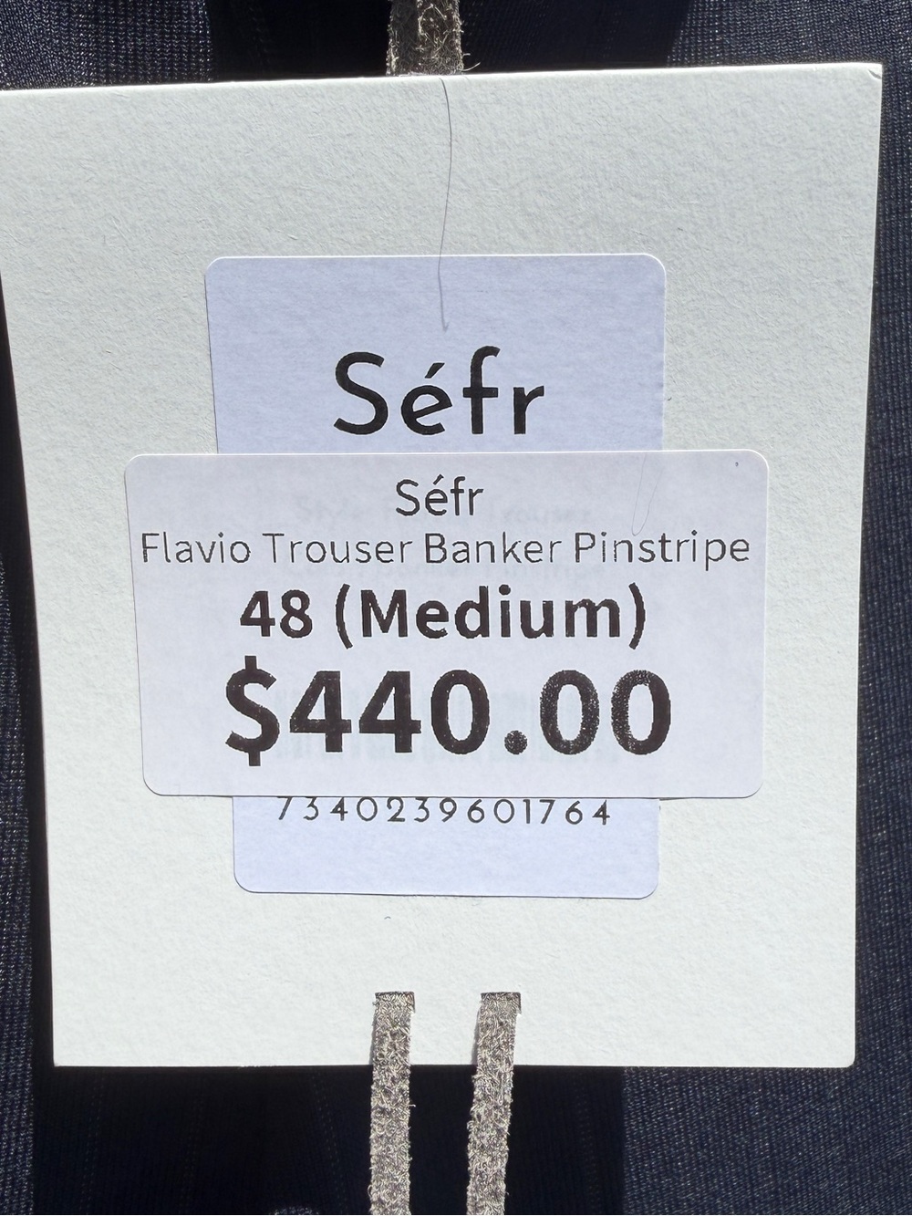 Séfr Flavio Pinstripe Trousers 32/32 M Navy Virgin Wool Blend NWT Dress Pants - Picture 5 of 16